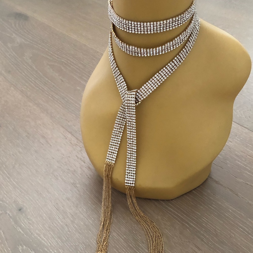 Long strand 5 Row Rhinestone Jewelry